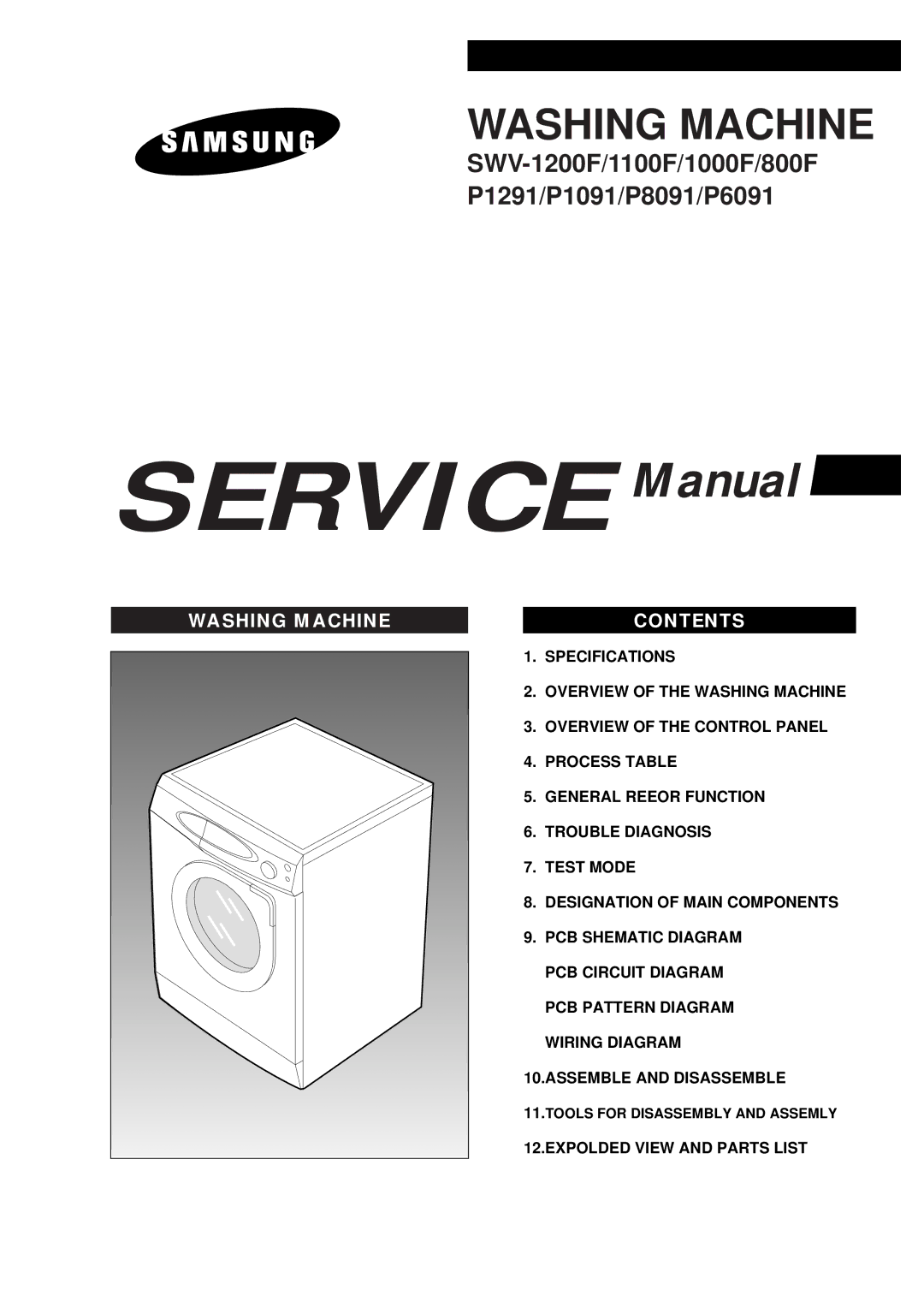 Samsung SWV-1200F service manual Washing Machine 