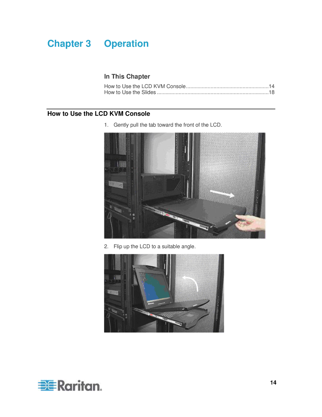 Samsung T1900 manual Operation, How to Use the LCD KVM Console 