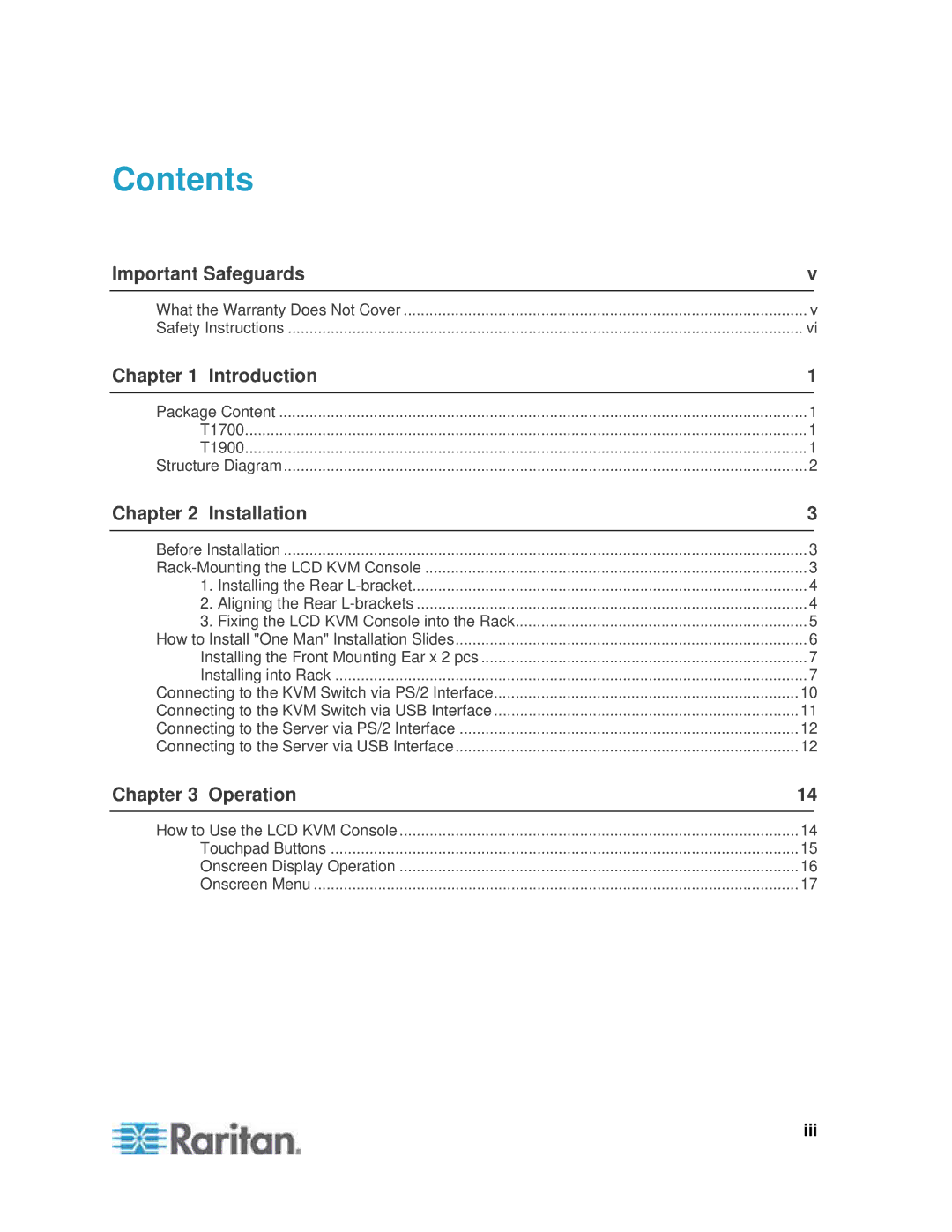 Samsung T1900 manual Contents 