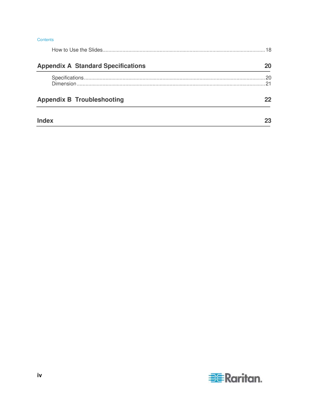 Samsung T1900 manual Appendix a Standard Specifications, Appendix B Troubleshooting Index 