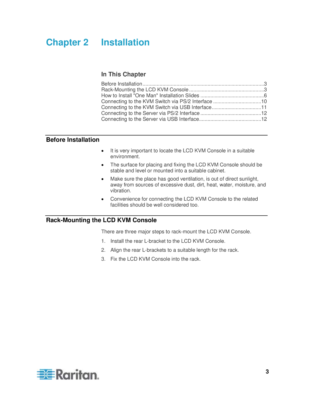 Samsung T1900 manual Before Installation, Rack-Mounting the LCD KVM Console 