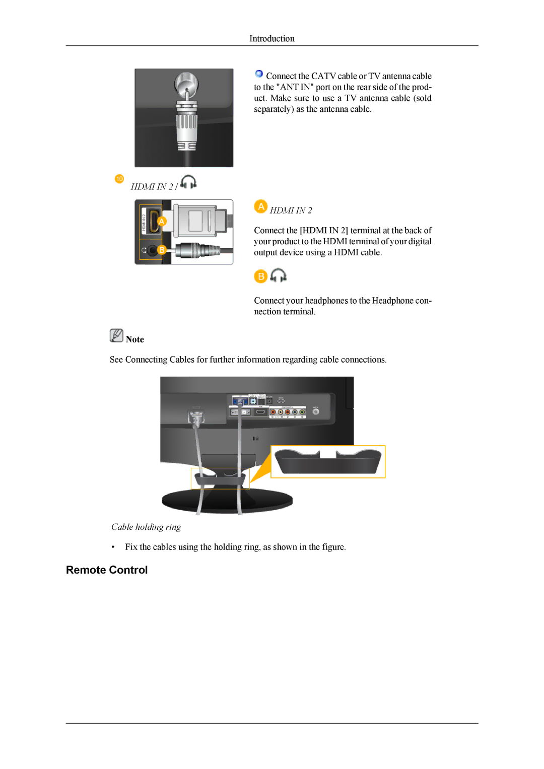 Samsung T200HD, T220HD user manual Remote Control 