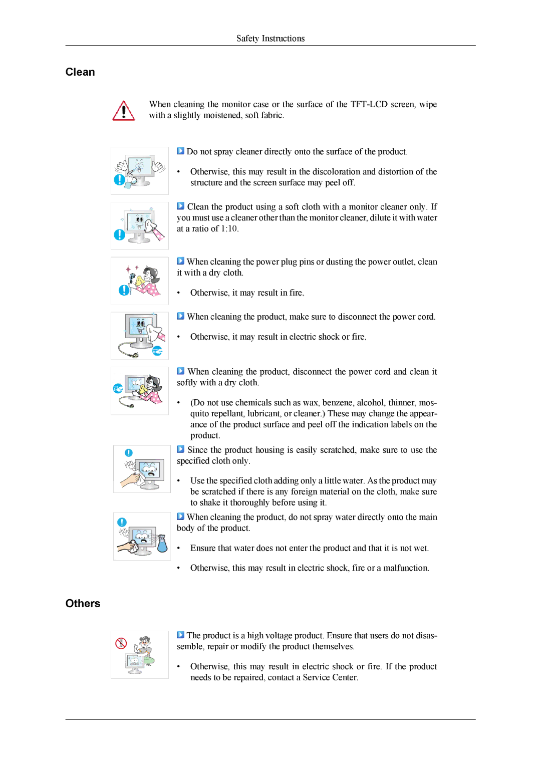 Samsung T220HD, T200HD user manual Clean, Others 