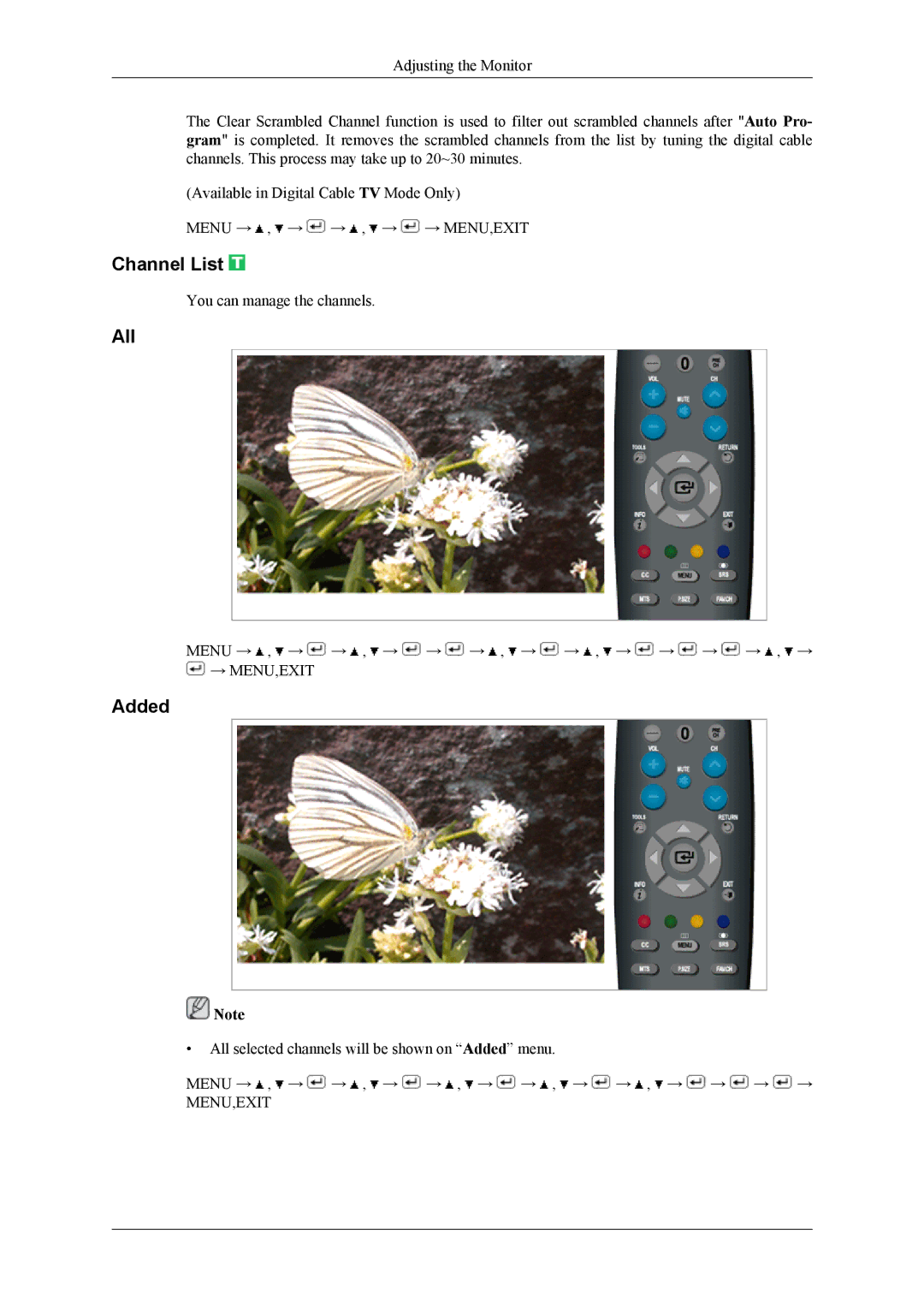 Samsung T200HD, T220HD user manual Channel List, All, Added 