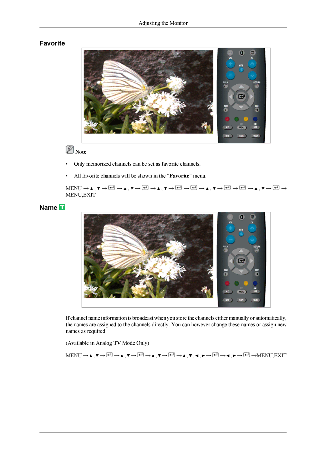 Samsung T220HD, T200HD user manual Favorite, Name 