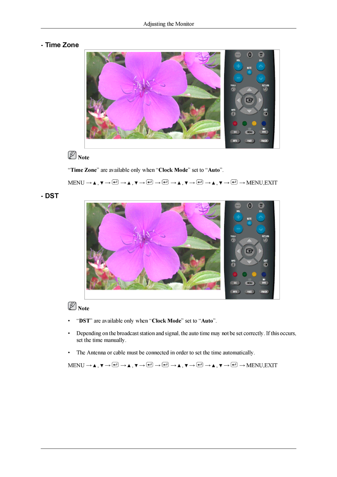 Samsung T220HD, T200HD user manual Time Zone, Dst 