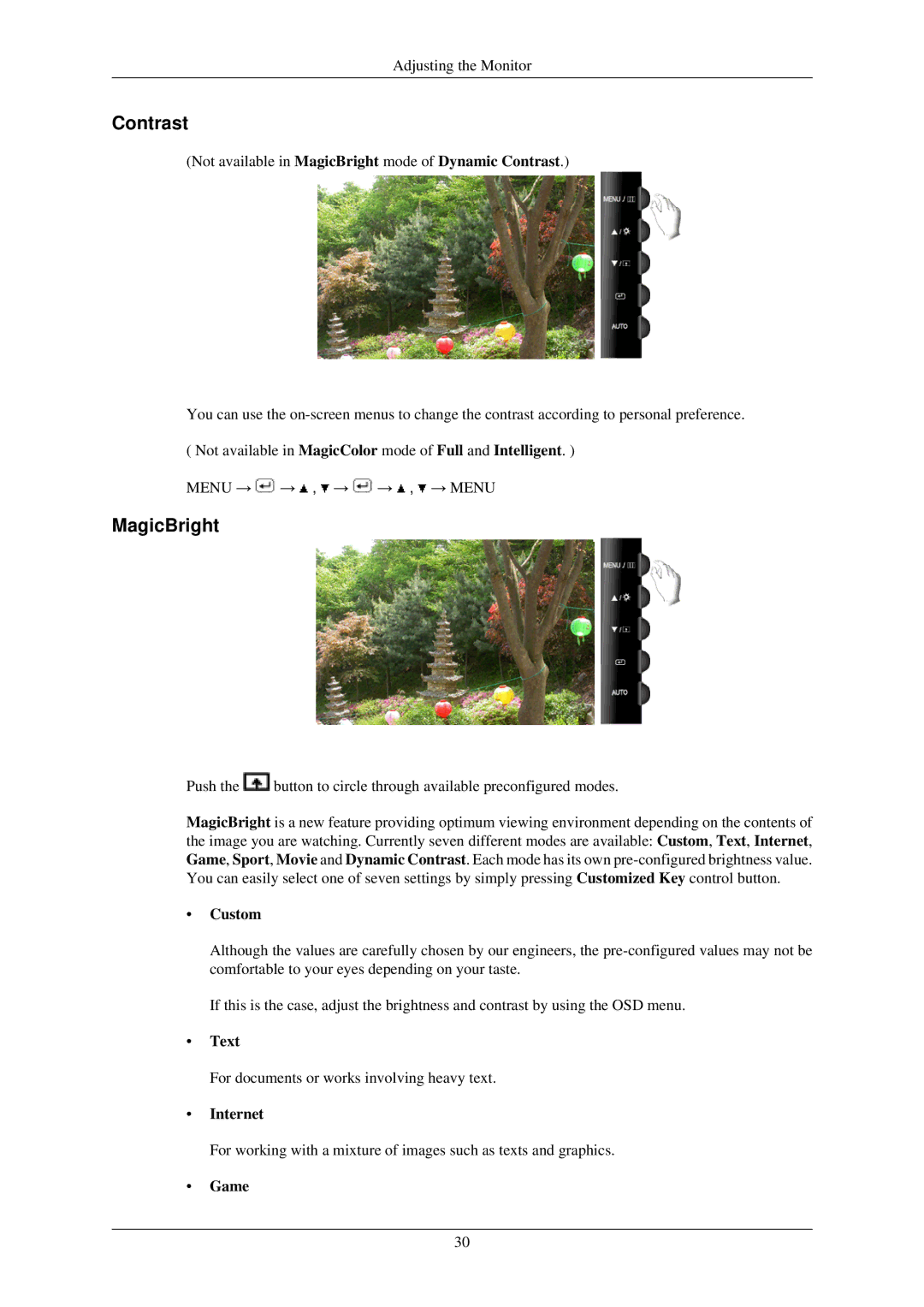 Samsung T220GN, T200N, T200GN, T220N, T190N, T190GN user manual Contrast, MagicBright 