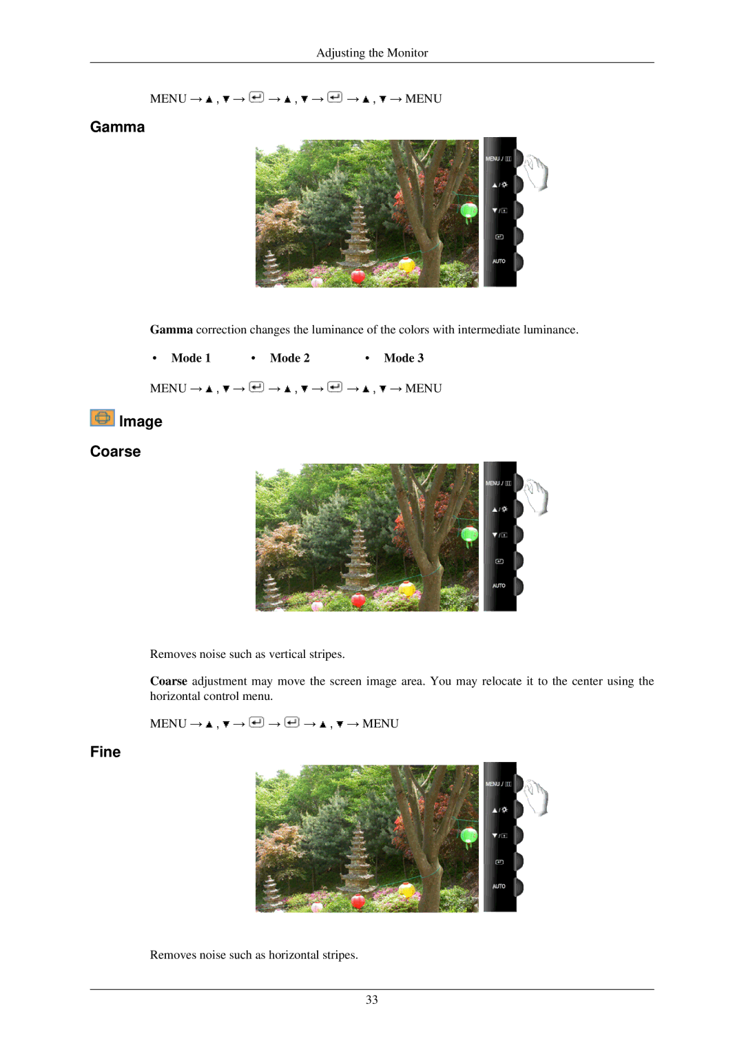 Samsung T190N, T200N, T220GN, T200GN, T220N, T190GN user manual Gamma, Image Coarse, Fine 