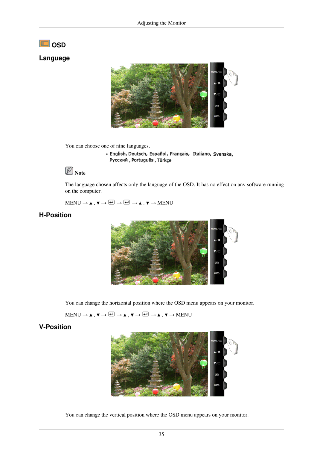 Samsung T200N, T220GN, T200GN, T220N, T190N, T190GN user manual Osd, Language 