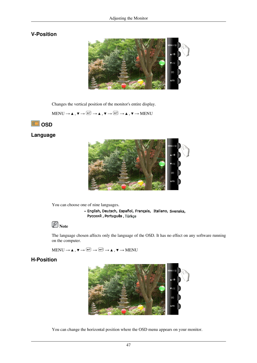 Samsung T200N, T220GN, T200GN, T220N, T190N, T190GN user manual Osd 