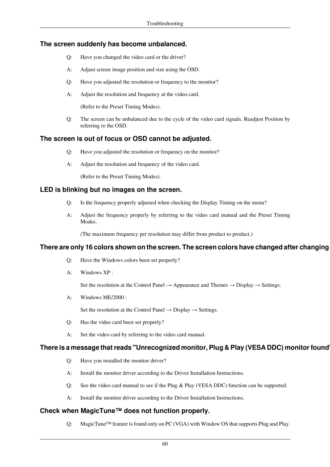 Samsung T220GN, T200N, T200GN, T220N, T190N, T190GN user manual Troubleshooting 