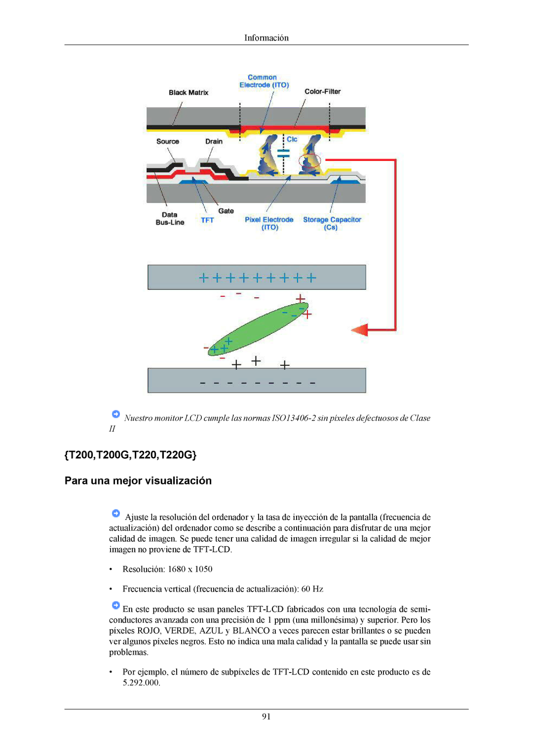 Samsung T190G manual T200,T200G,T220,T220G Para una mejor visualización 