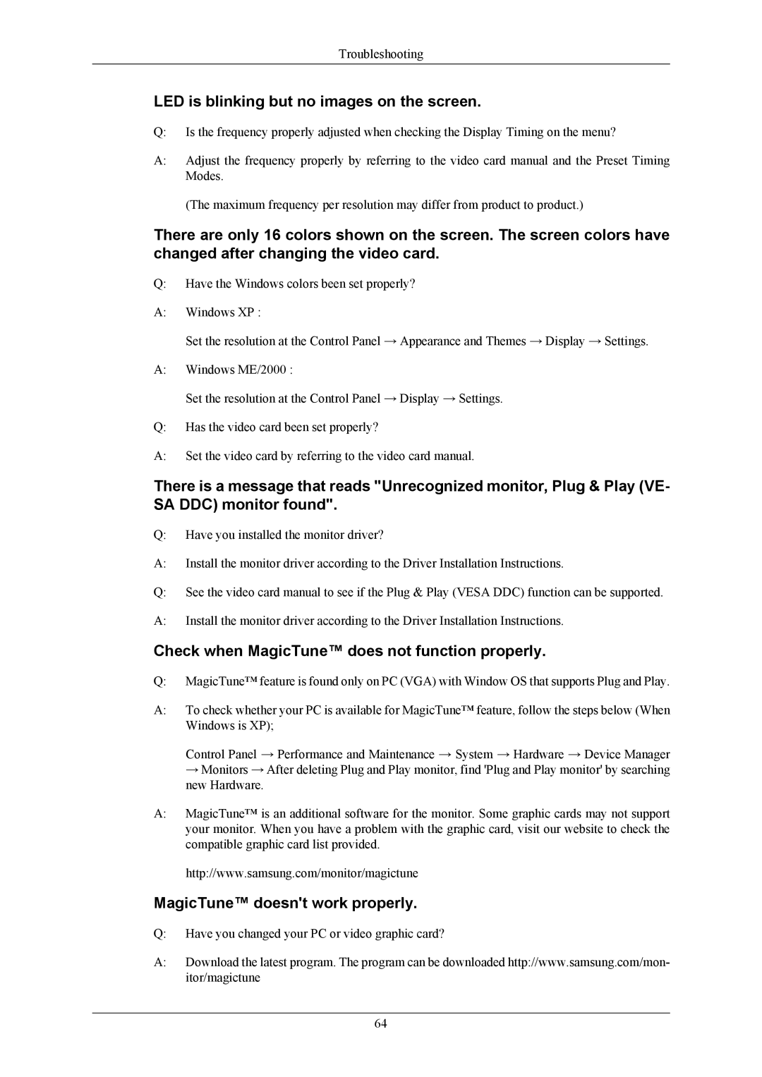 Samsung T220G, T200G, T190G user manual Have you changed your PC or video graphic card? 