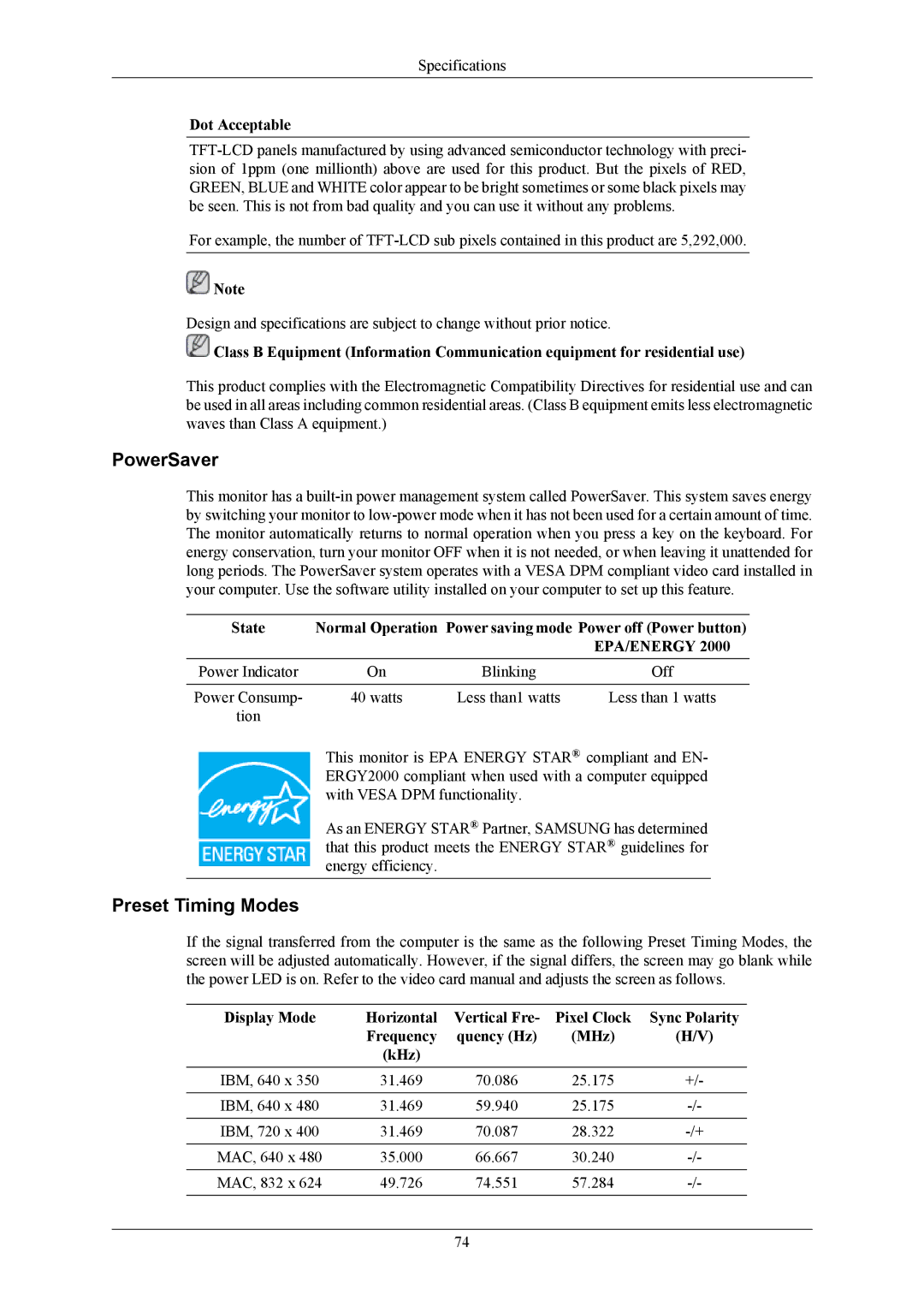 Samsung T220G, T200G, T190G user manual PowerSaver 