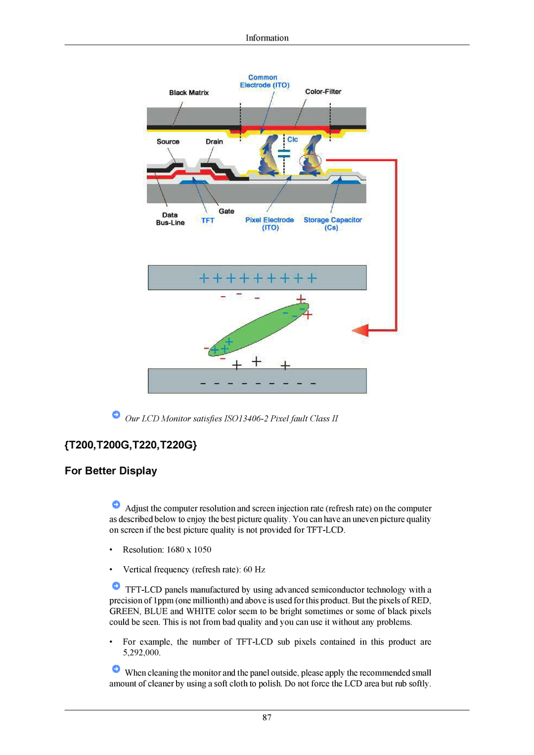 Samsung T190G user manual T200,T200G,T220,T220G For Better Display 