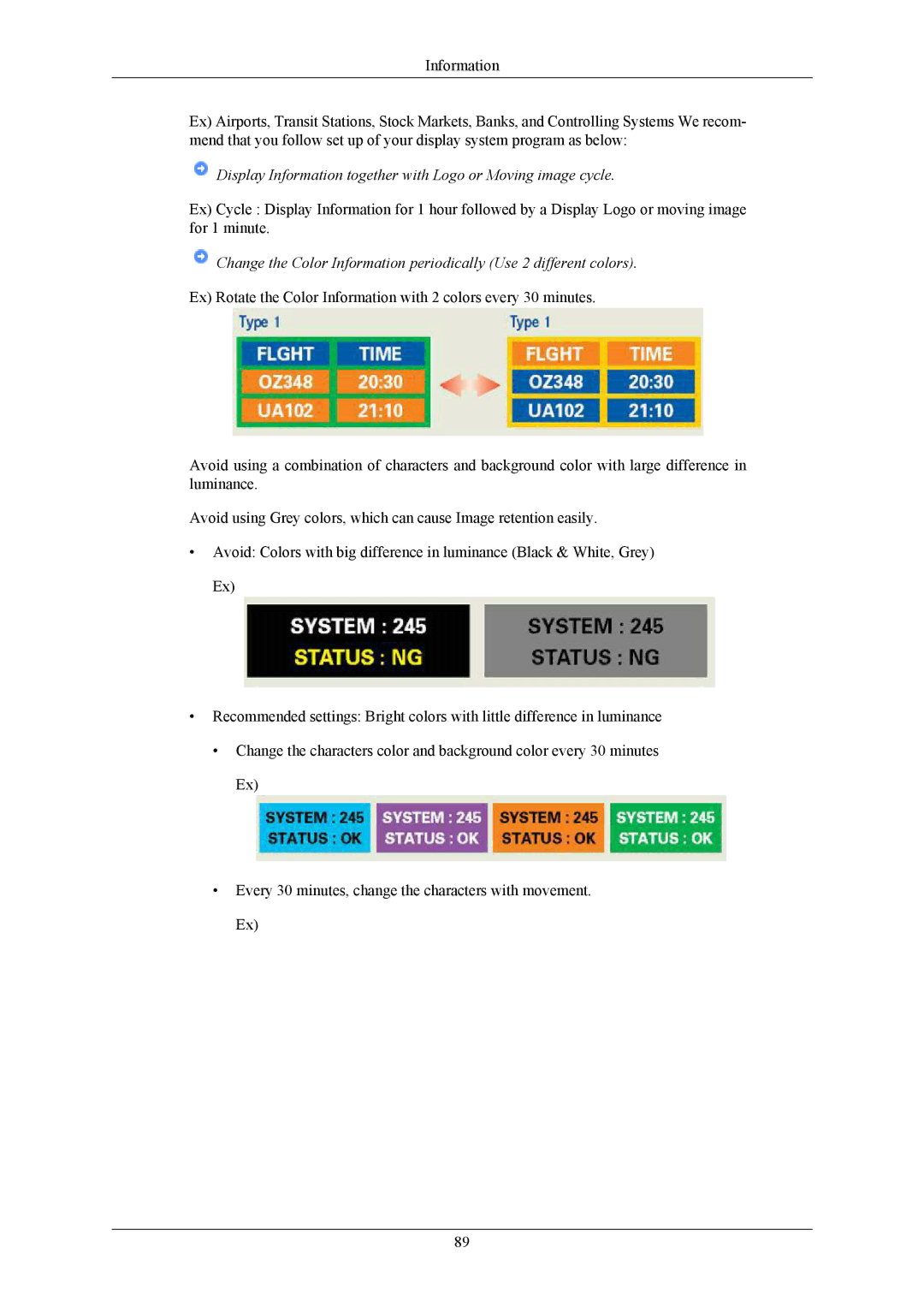 Samsung T220G, T200G, T190G user manual Display Information together with Logo or Moving image cycle 