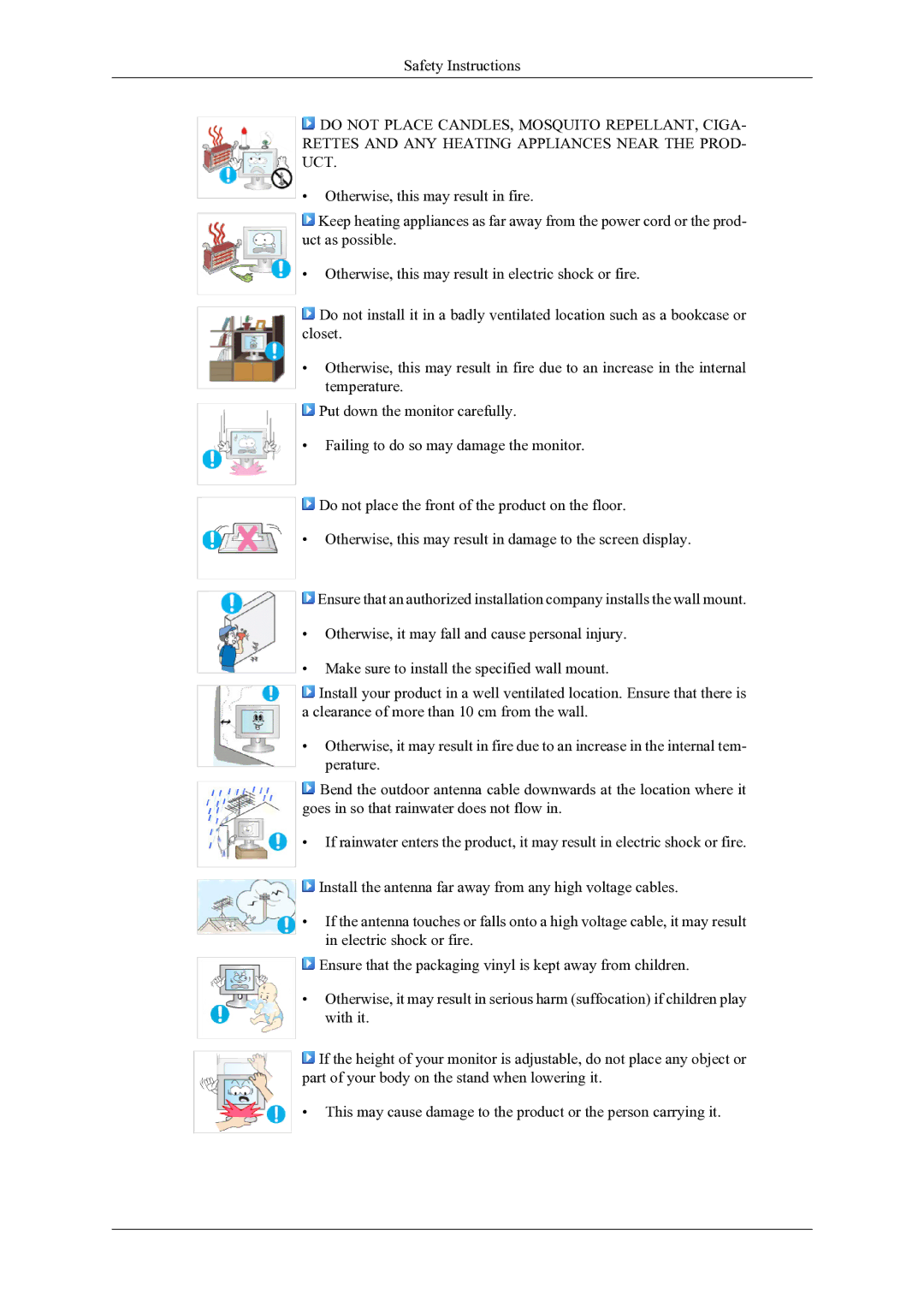 Samsung T240HD, T260HD user manual Safety Instructions 