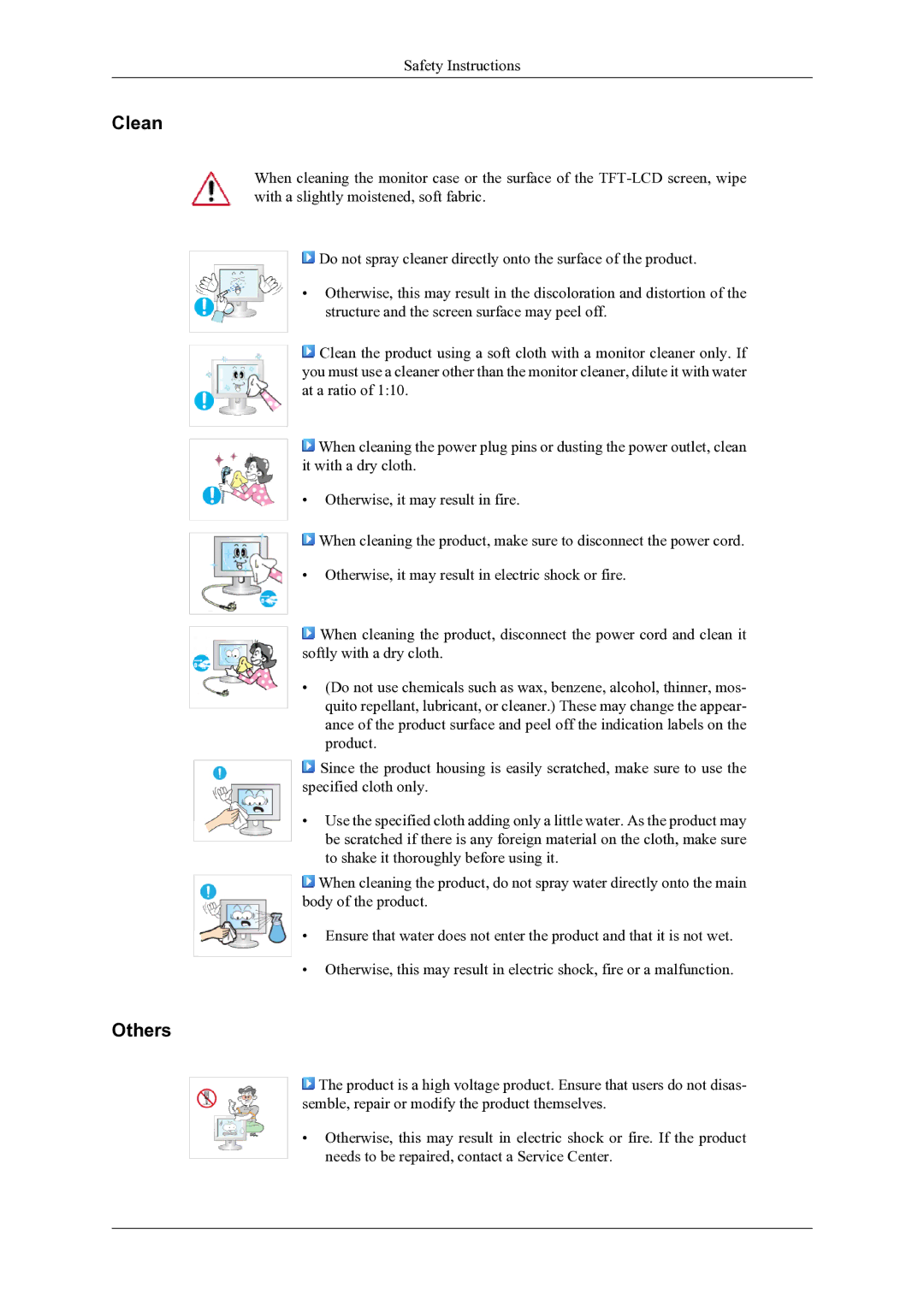 Samsung T260HD, T240HD user manual Clean, Others 