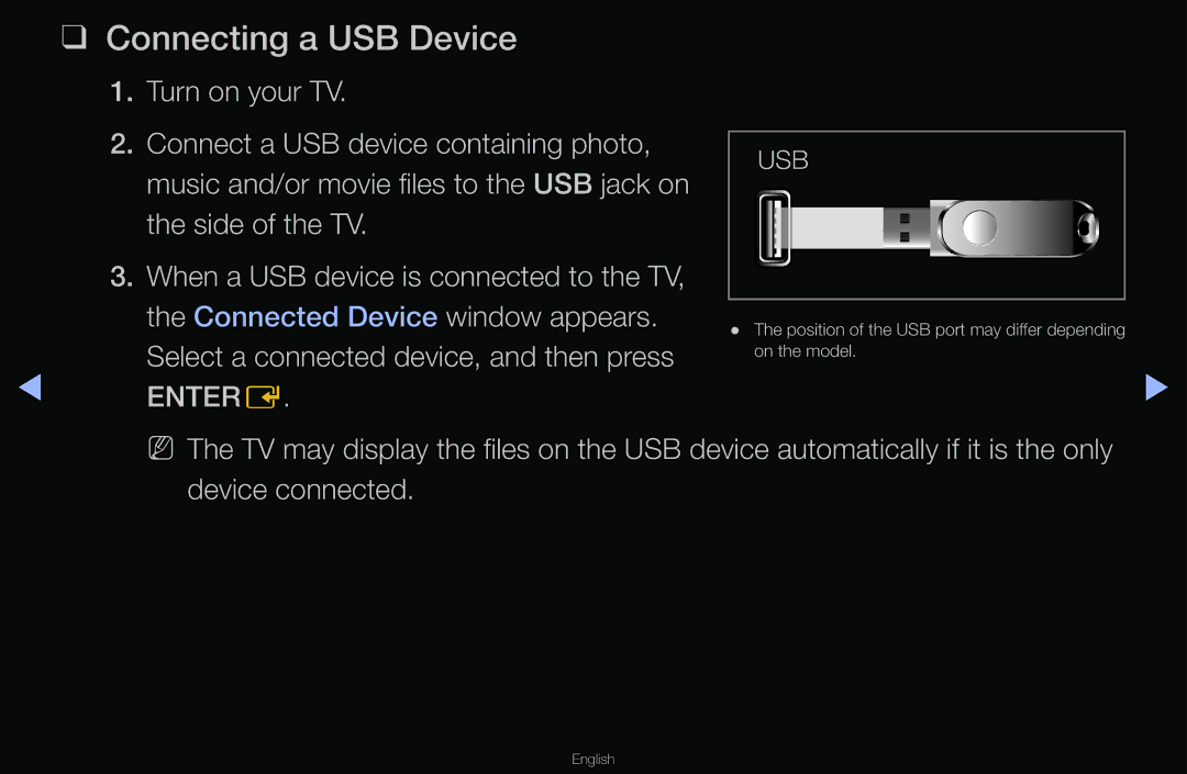 Samsung T24A350 manual Connecting a USB Device 