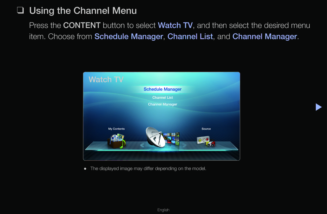 Samsung T24A350 manual Using the Channel Menu, Watch TV 