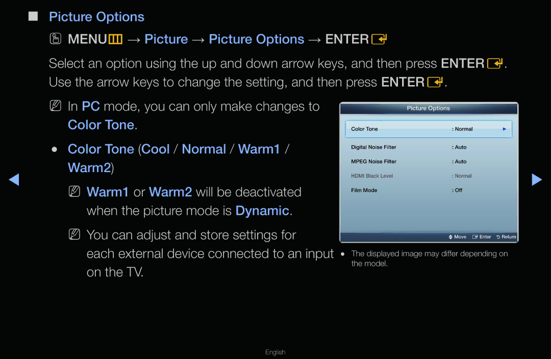 Samsung T24A350 manual PC mode, you can only make changes to Color Tone 