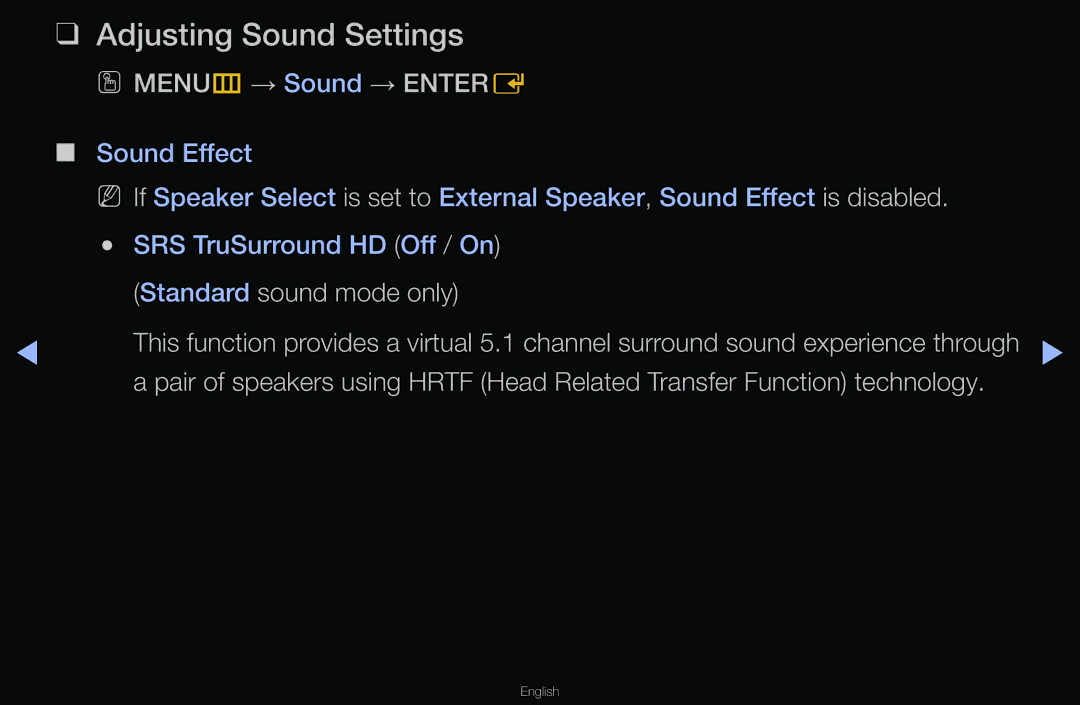 Samsung T24A350 manual Adjusting Sound Settings, OO MENUm→ Sound → Entere 