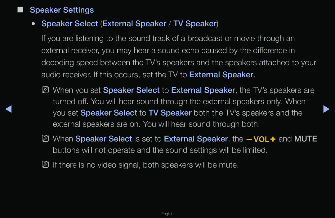 Samsung T24A350 manual NN If there is no video signal, both speakers will be mute 