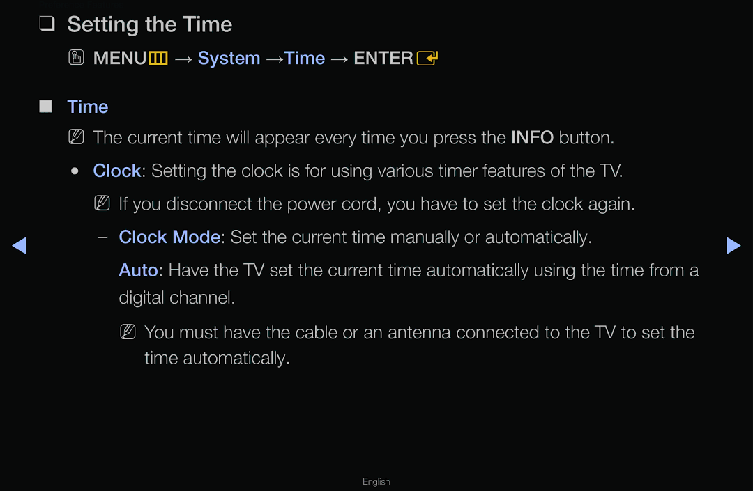 Samsung T24A350 manual Setting the Time 