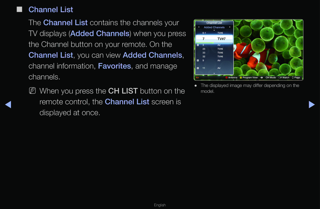 Samsung T24A350 manual Channel List 