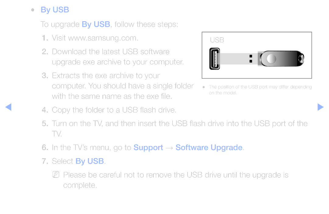 Samsung T24A350 manual To upgrade By USB, follow these steps 