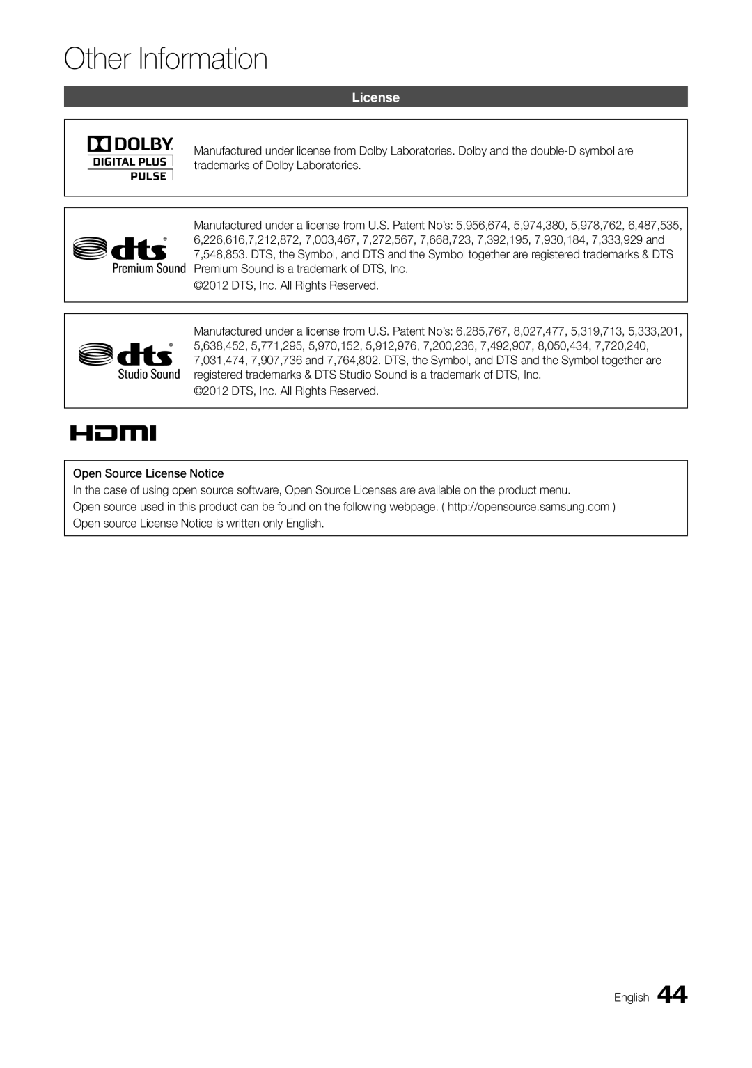 Samsung T24C550ND user manual License 