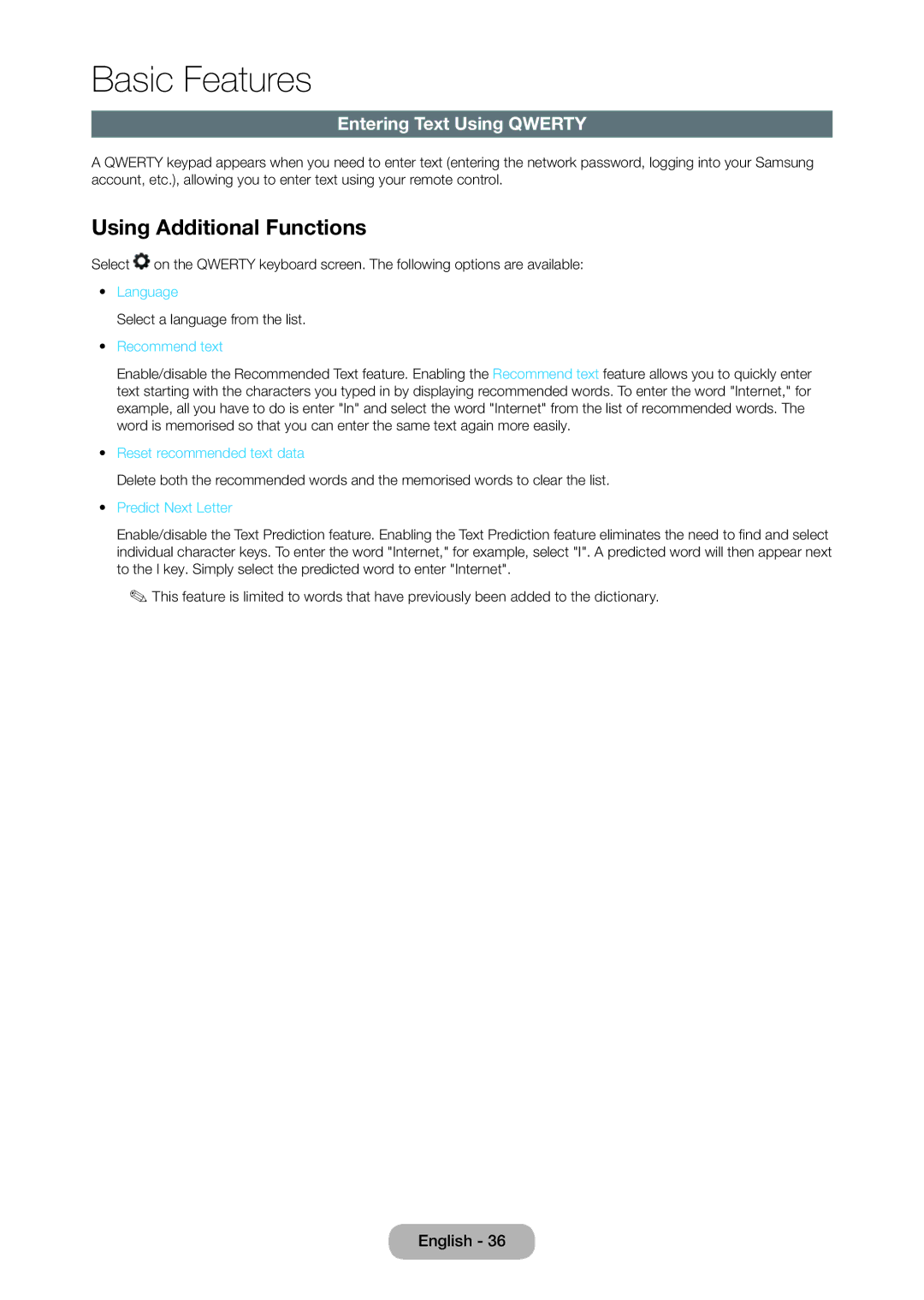 Samsung T24D390SW, TD390S, T27D390SW user manual Using Additional Functions, Entering Text Using Qwerty 