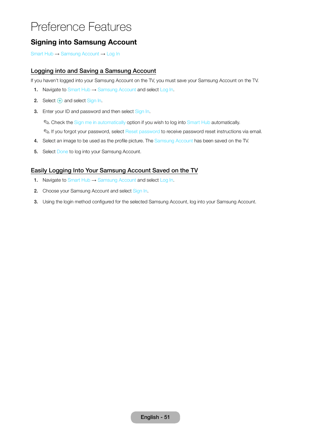 Samsung T24D390SW, TD390S, T27D390SW user manual Signing into Samsung Account, Logging into and Saving a Samsung Account 