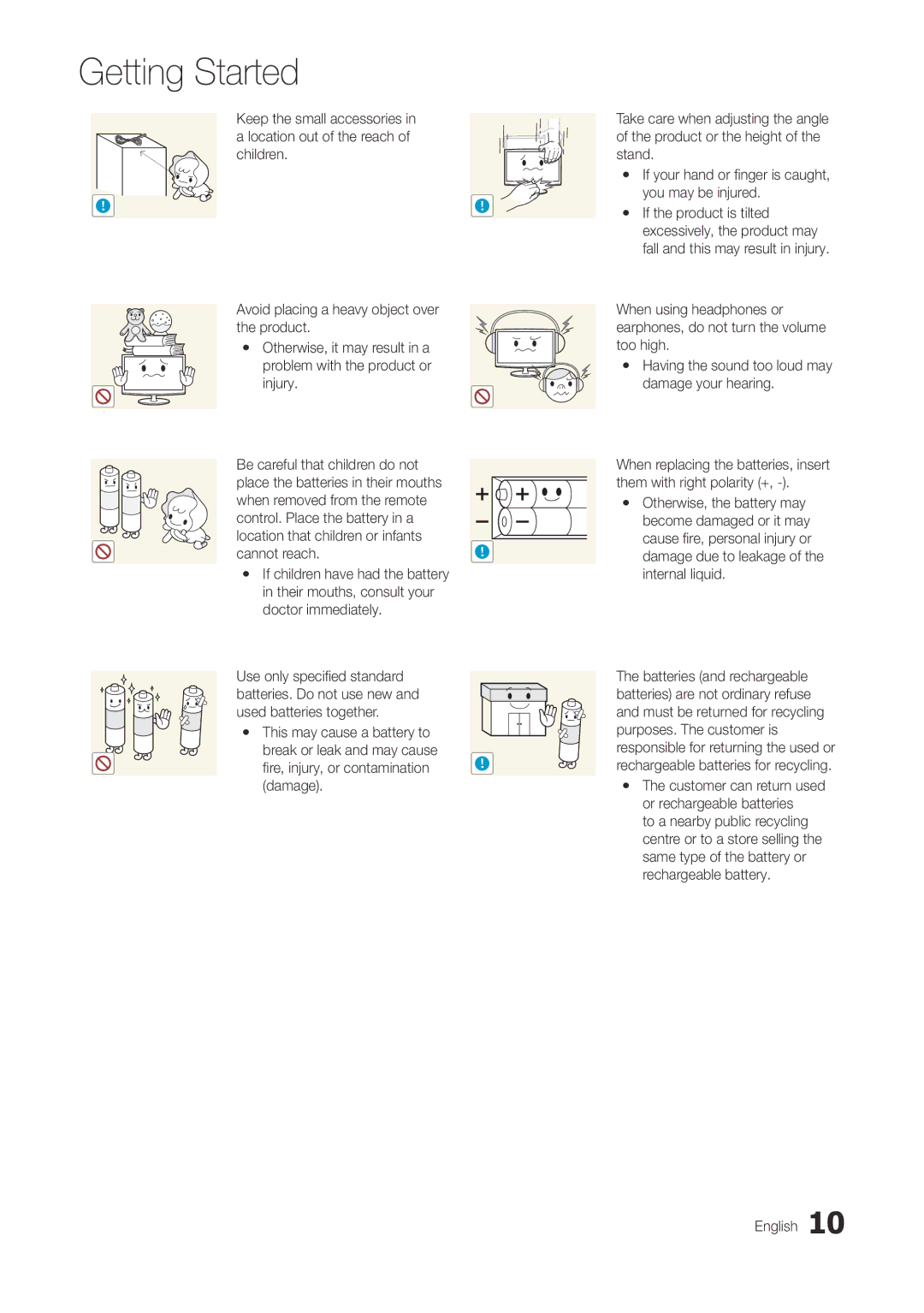 Samsung TA300 user manual Yy If children have had the battery 