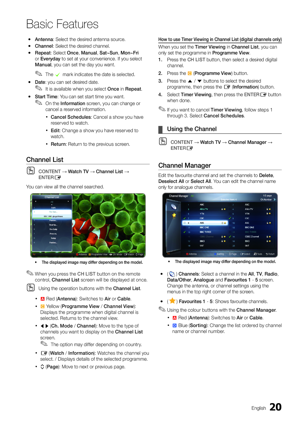 Samsung TA300 user manual Channel List, Channel Manager, Using the Channel 