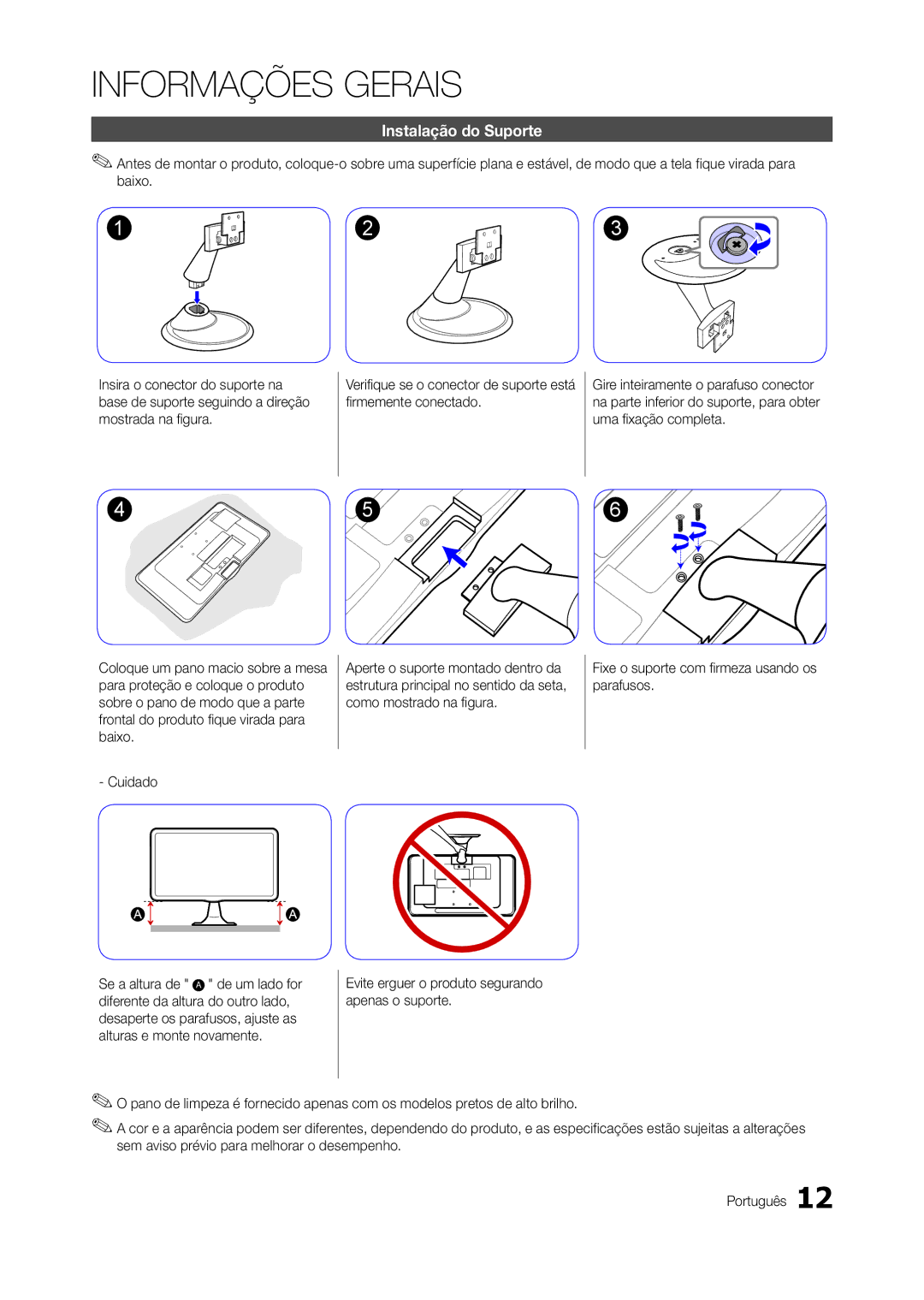 Samsung TA550, TA350 manual Instalação do Suporte 