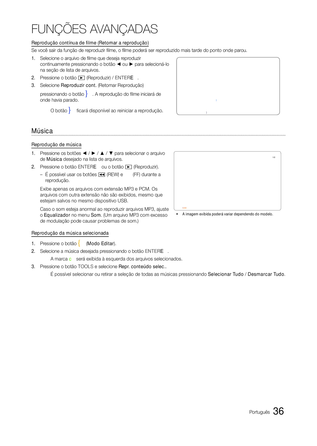 Samsung TA550, TA350 manual Música, De modulação pode causar problemas de som 