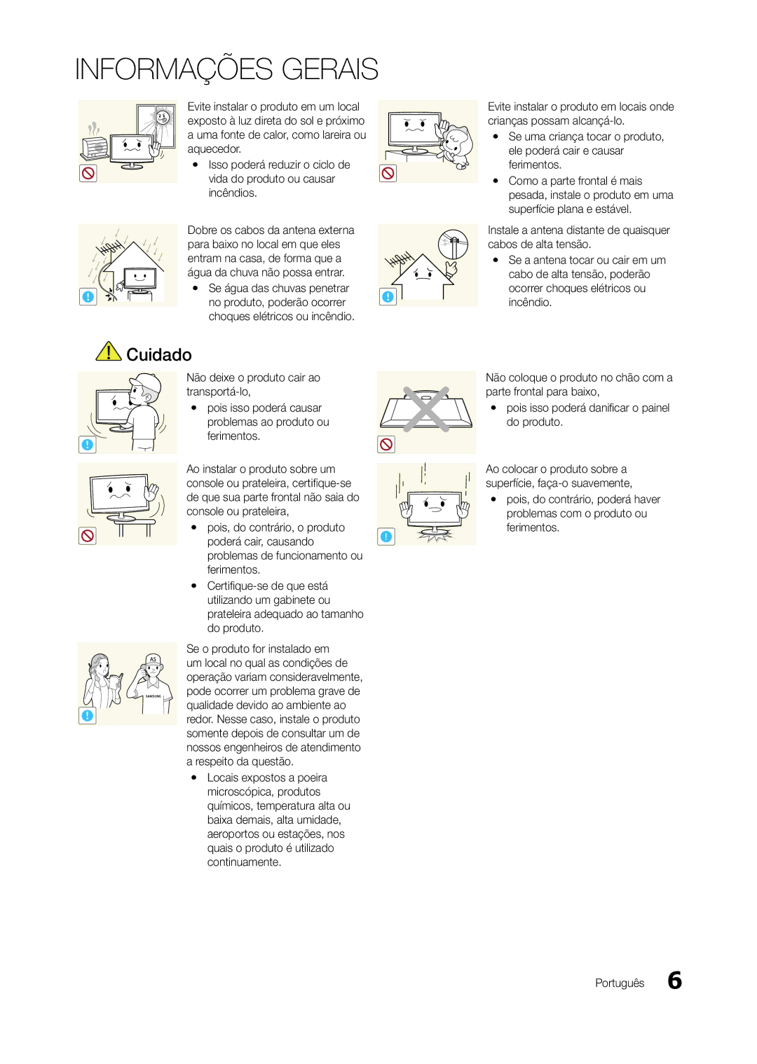 Samsung TA550, TA350 manual Qualidade devido ao ambiente ao, Respeito da questão 