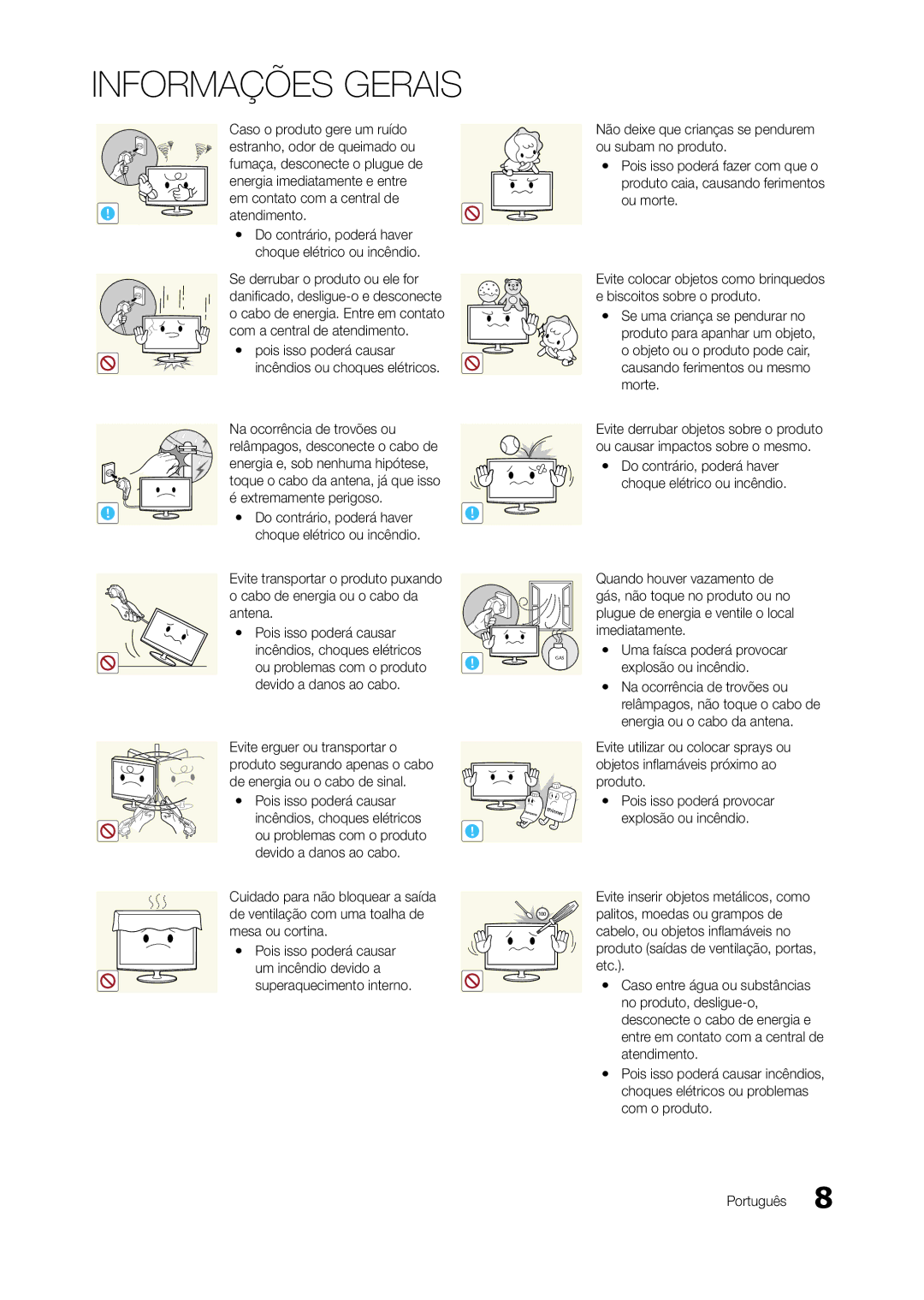 Samsung TA550 Caso o produto gere um ruído, Energia imediatamente e entre, Em contato com a central de, Atendimento, Etc 