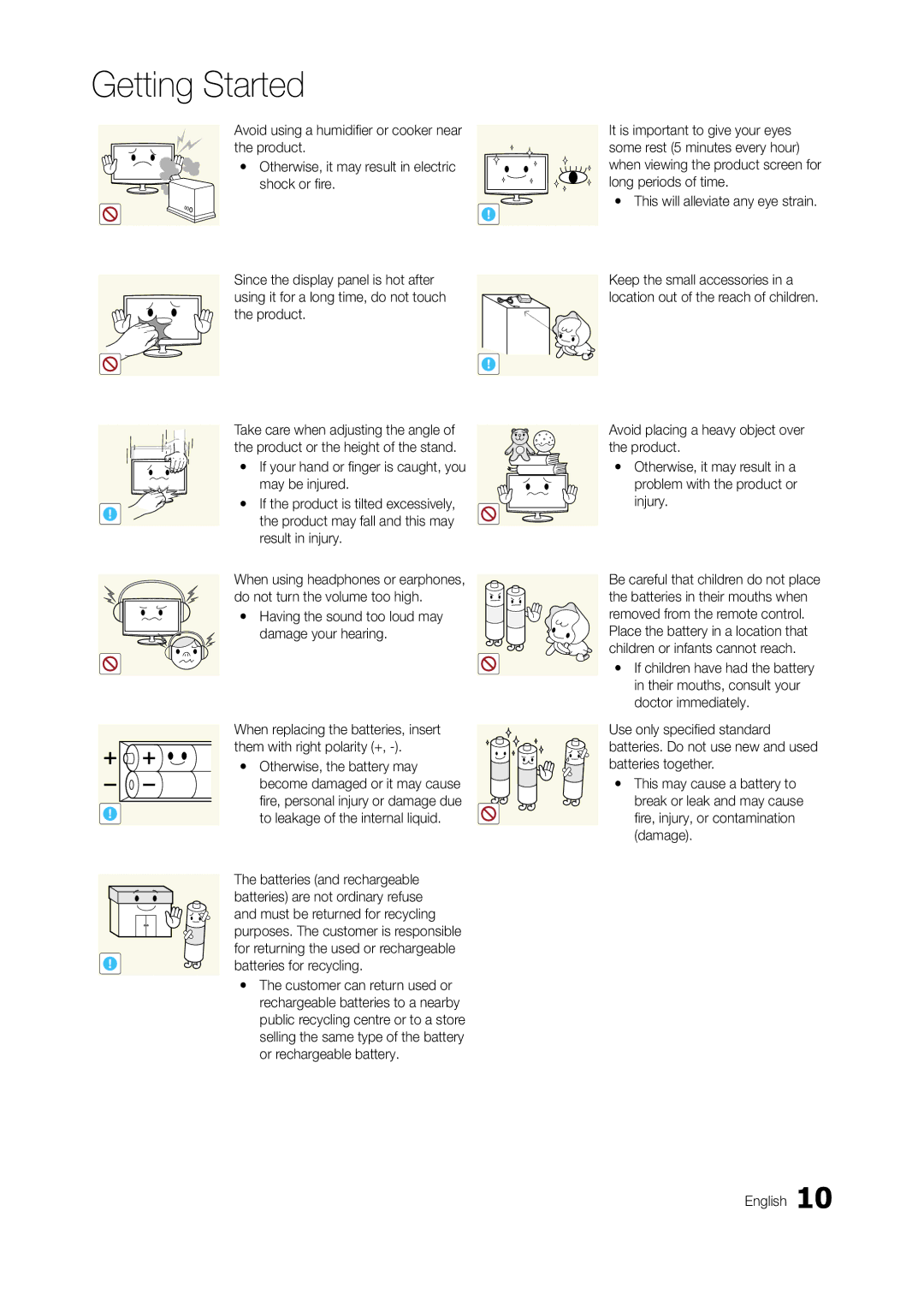 Samsung TA950 Yy If your hand or finger is caught, you may be injured, Result in injury, Yy Otherwise, the battery may 