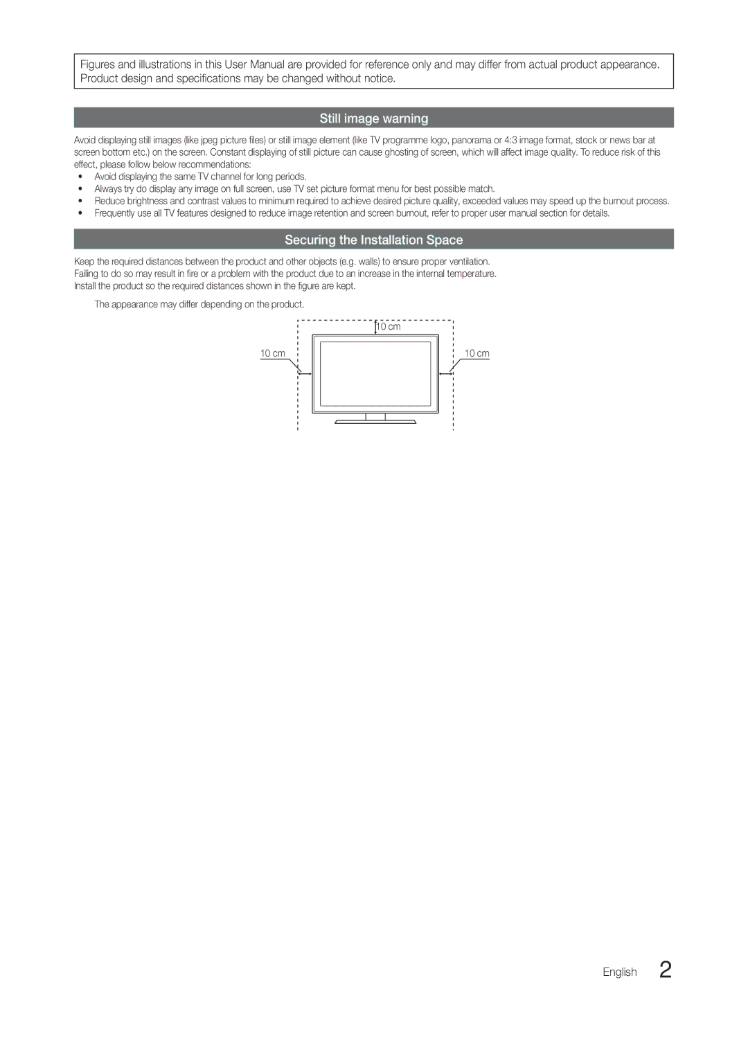 Samsung TA950 user manual English, Appearance may differ depending on the product 10 cm 