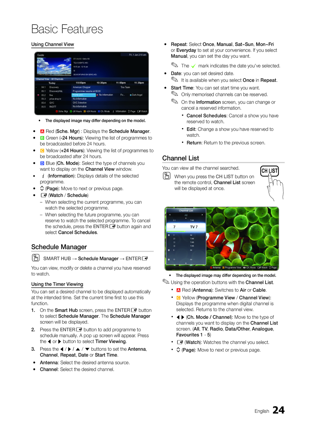 Samsung TA950 user manual Schedule Manager, Using Channel View 