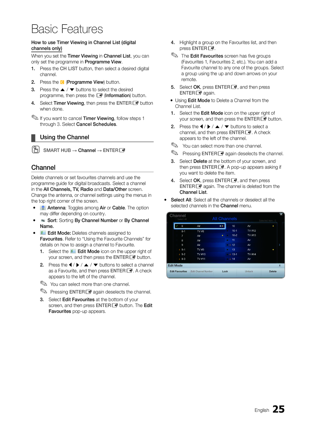 Samsung TA950 user manual Using the Channel 