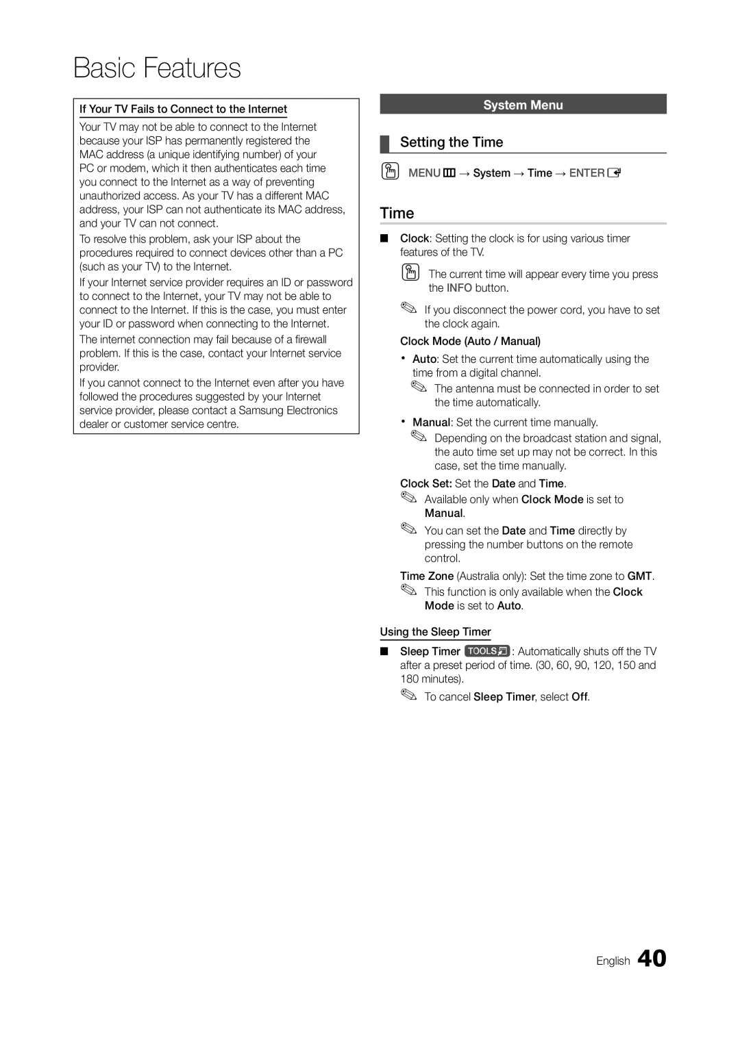 Samsung TA950 user manual Setting the Time, System Menu, OO MENUm→ System → Time → Entere 