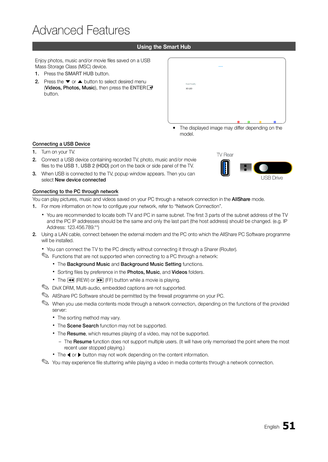 Samsung TA950 user manual Using the Smart Hub, Select New device connected 