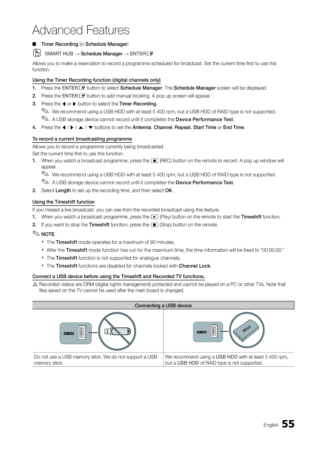 Samsung TA950 user manual Advanced Features 