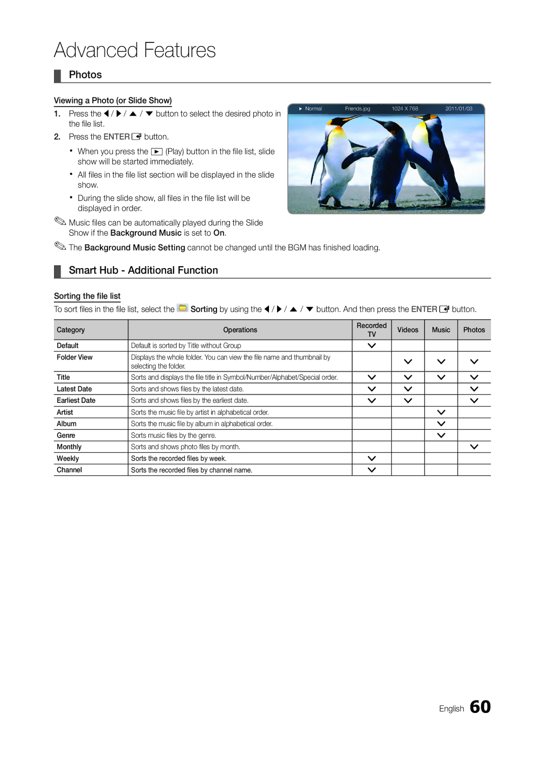 Samsung TA950 user manual Photos, Smart Hub Additional Function, Selecting the folder Title 