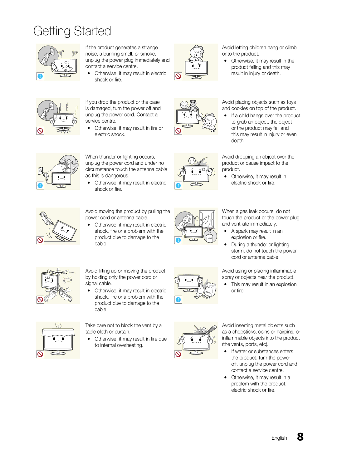 Samsung TA950 user manual Yy Otherwise, it may result in fire or electric shock, Explosion or fire, Vents, ports, etc 