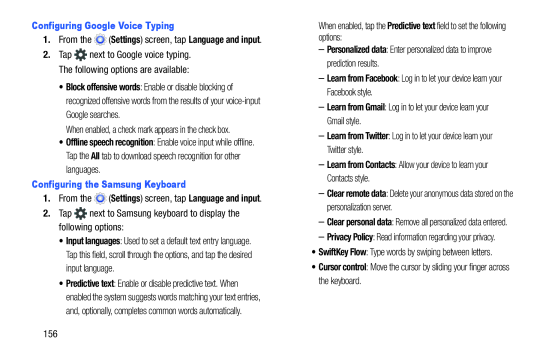 Samsung Tab3, SMT217TMKATMB user manual Configuring Google Voice Typing, From the Settings screen, tap Language and input 