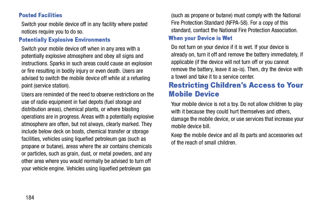Samsung Tab3 Restricting Childrens Access to Your Mobile Device, Posted Facilities, Potentially Explosive Environments 